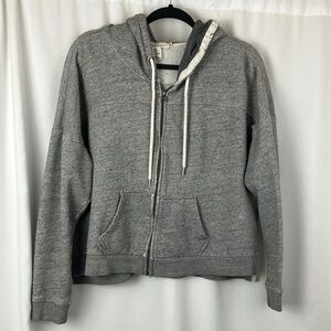 H&M L.O.G.G Grey distressed full zip up hoodie sweatshirt size large